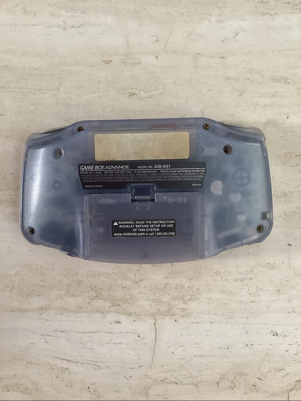 Nintendo Gameboy Advance Console Clear Glacier Handheld Game Boy GBA Purple